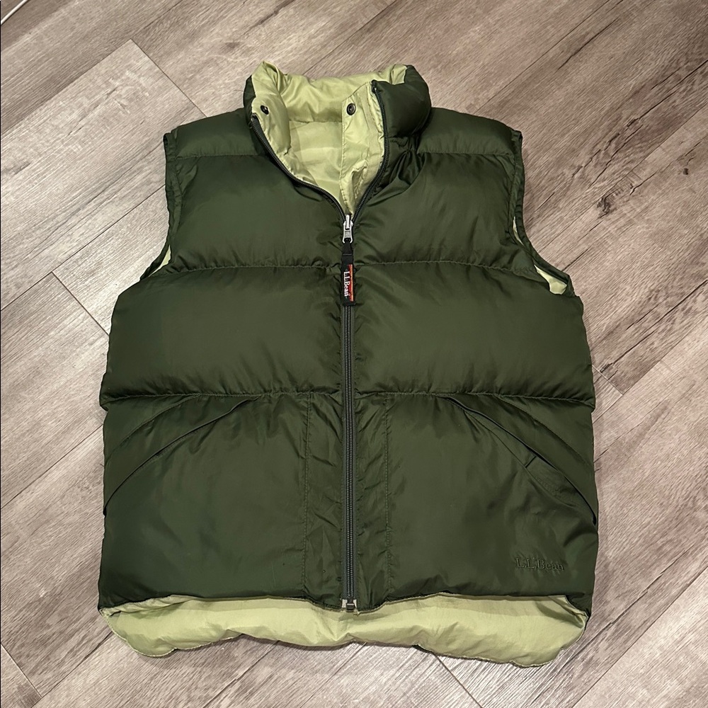 L.L.Bean reversible goose down puffer vest in green